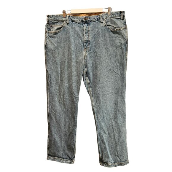 Duluth Jeans Mens  46x34 Flex Ballroom medium wash straight leg gusset gorpcore - Picture 1 of 16